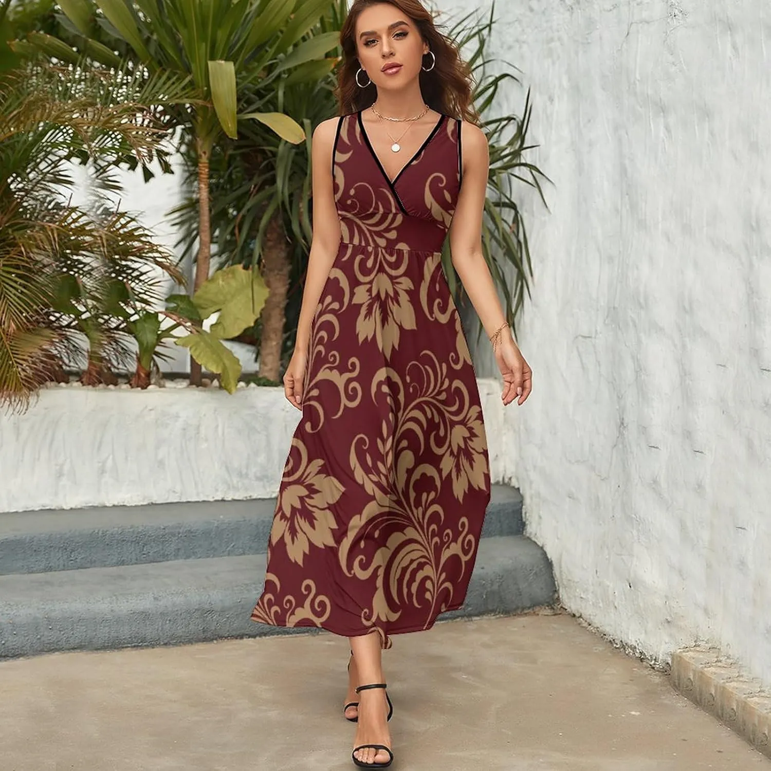 AMRANDOM Women Summer Casual Sleeveless Long Tank Vest Dresses S-3XL