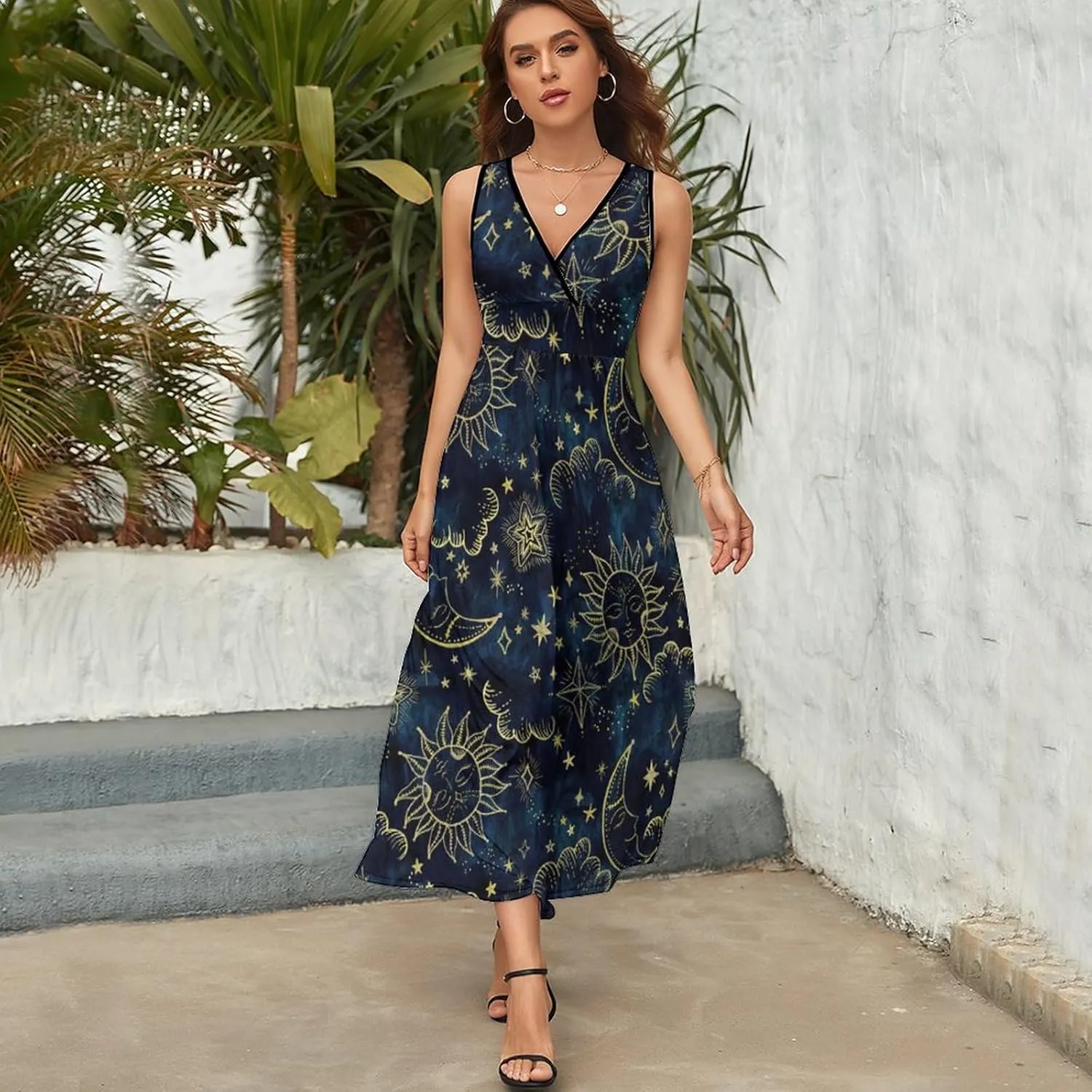 AMRANDOM Women Summer Casual Sleeveless Long Tank Vest Dresses S-3XL