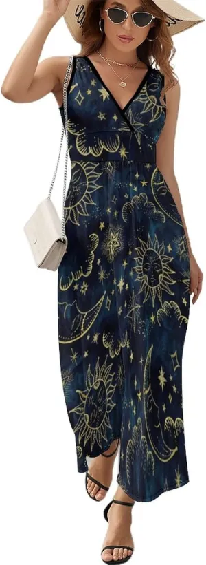AMRANDOM Women Summer Casual Sleeveless Long Tank Vest Dresses S-3XL