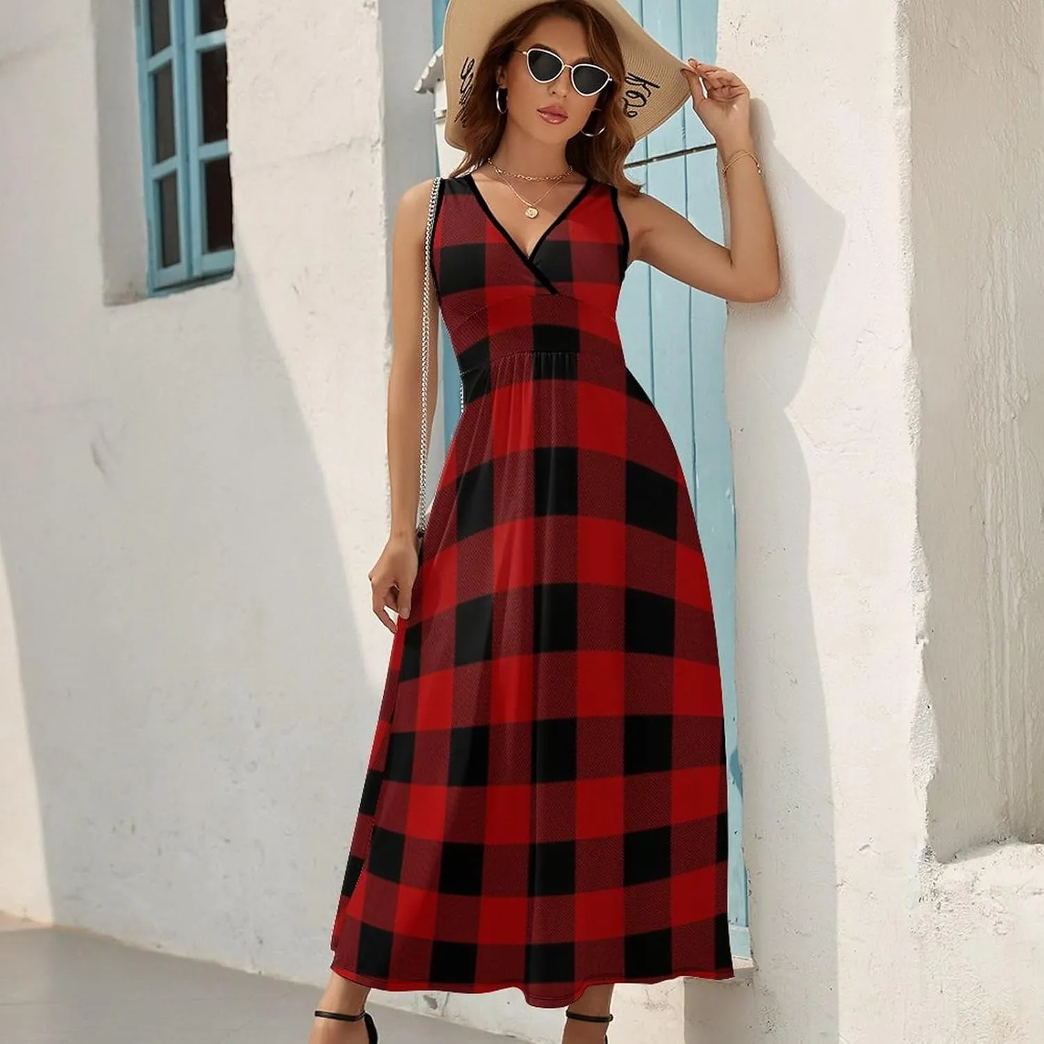 AMRANDOM Women Summer Casual Sleeveless Long Tank Vest Dresses S-3XL