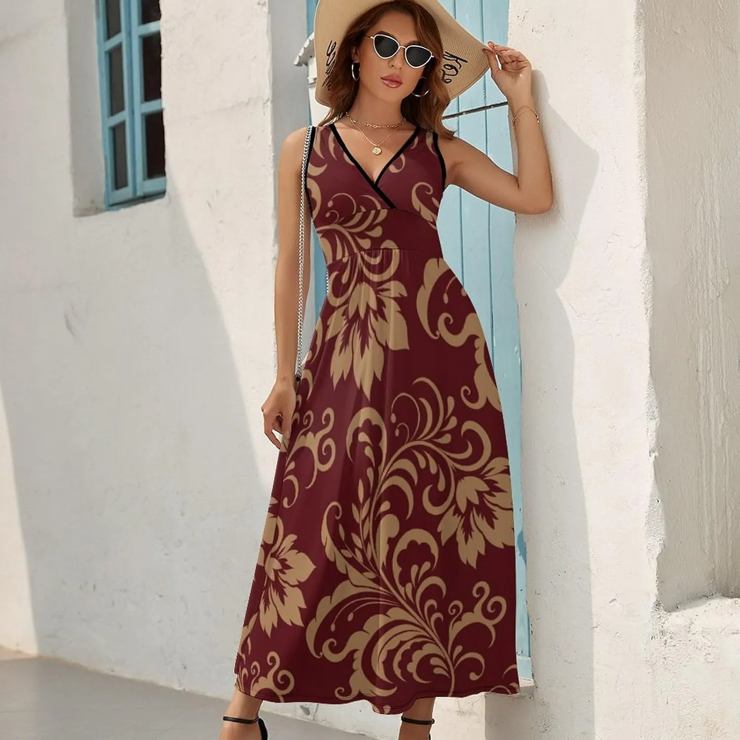AMRANDOM Women Summer Casual Sleeveless Long Tank Vest Dresses S-3XL