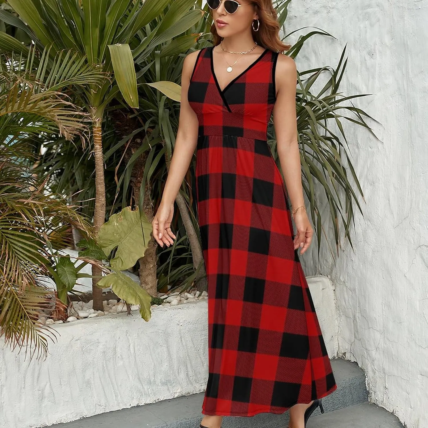 AMRANDOM Women Summer Casual Sleeveless Long Tank Vest Dresses S-3XL