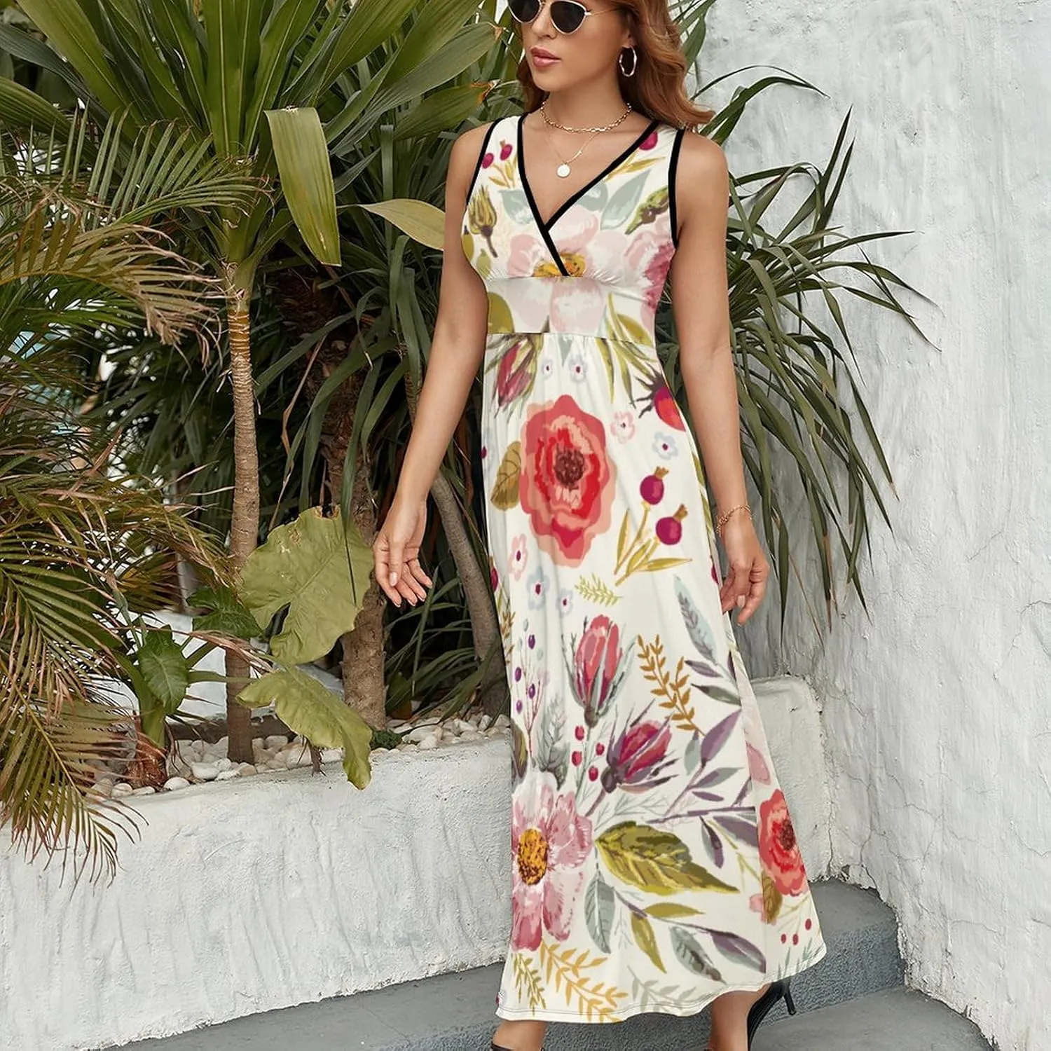 AMRANDOM Women Summer Casual Sleeveless Long Tank Vest Dresses S-3XL