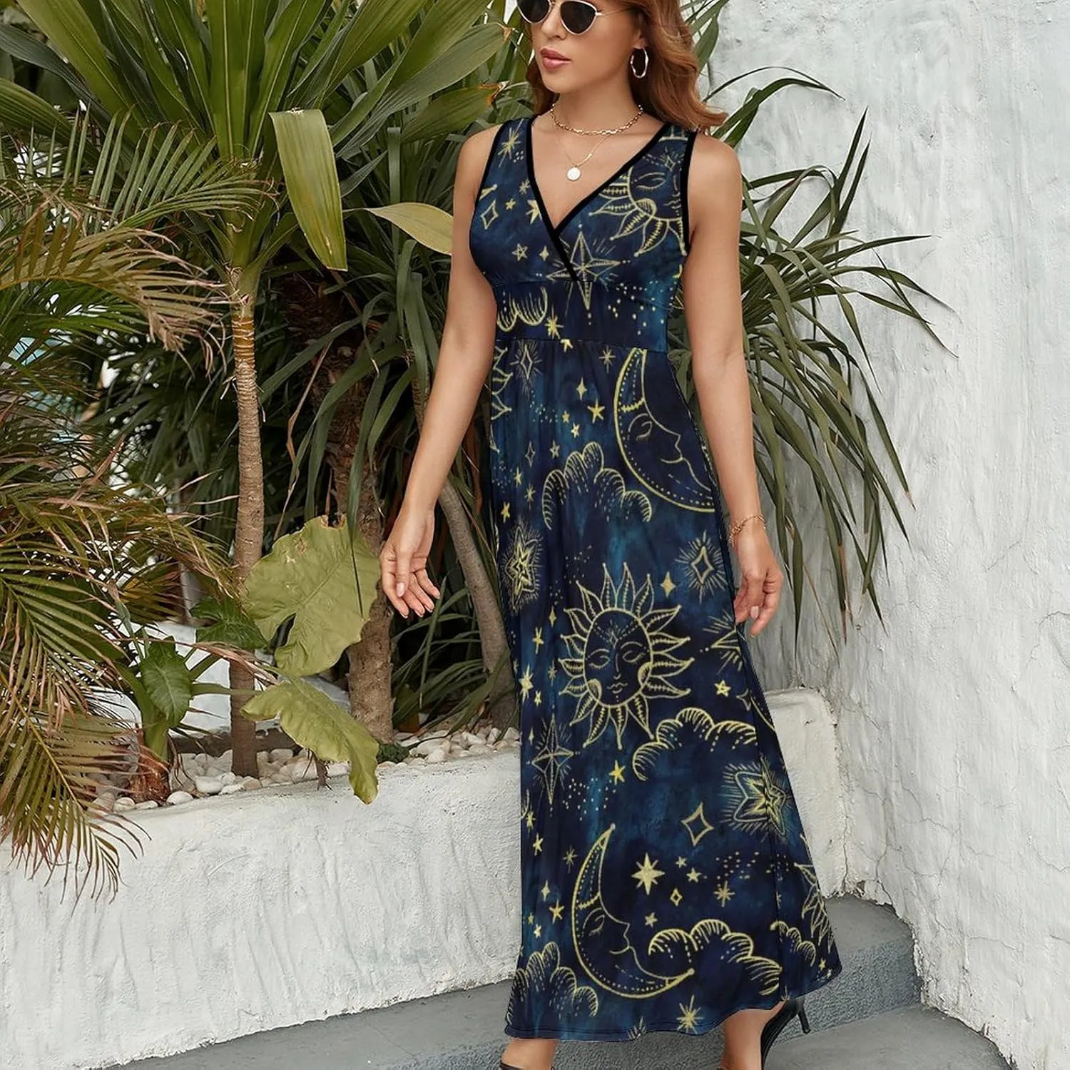 AMRANDOM Women Summer Casual Sleeveless Long Tank Vest Dresses S-3XL