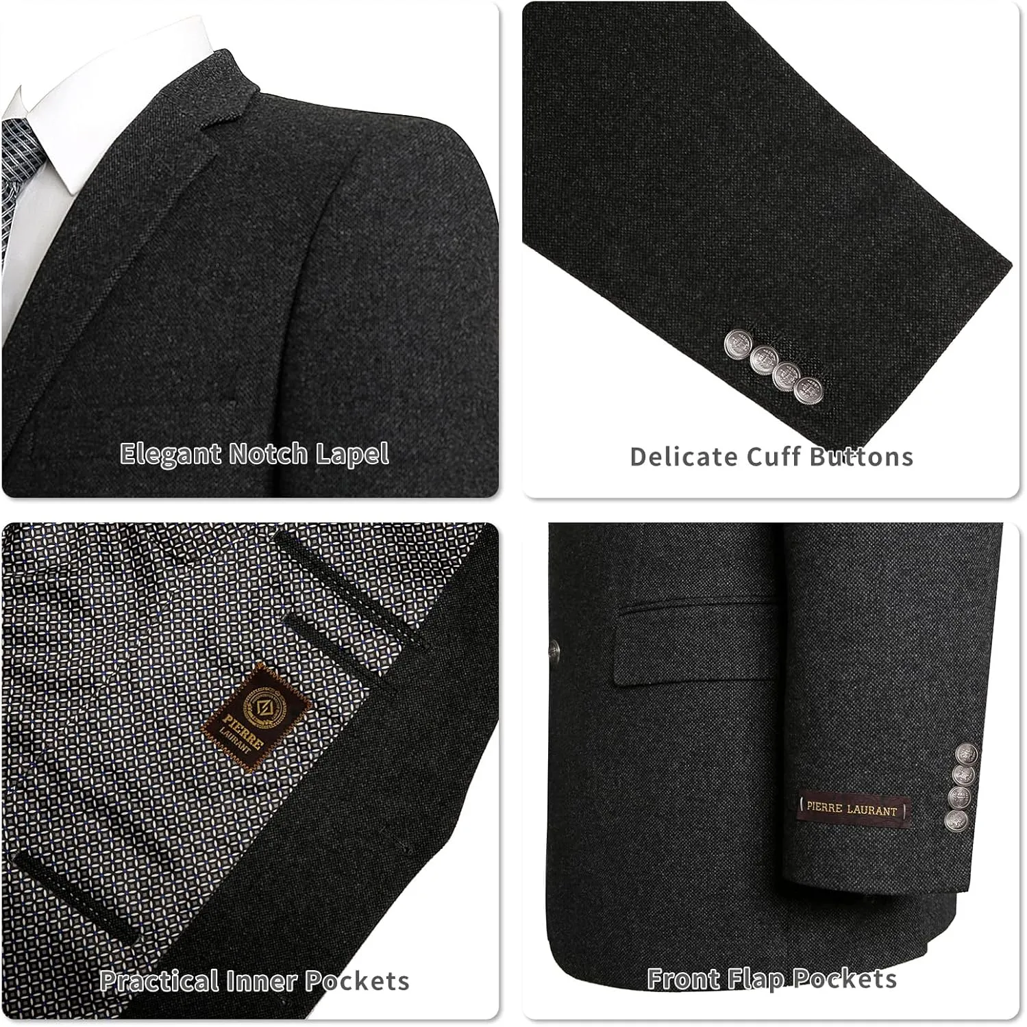 AMY ZHU Men's Sport Coat Classic Fit Stretch Blazer 2 Button Suit Jacket