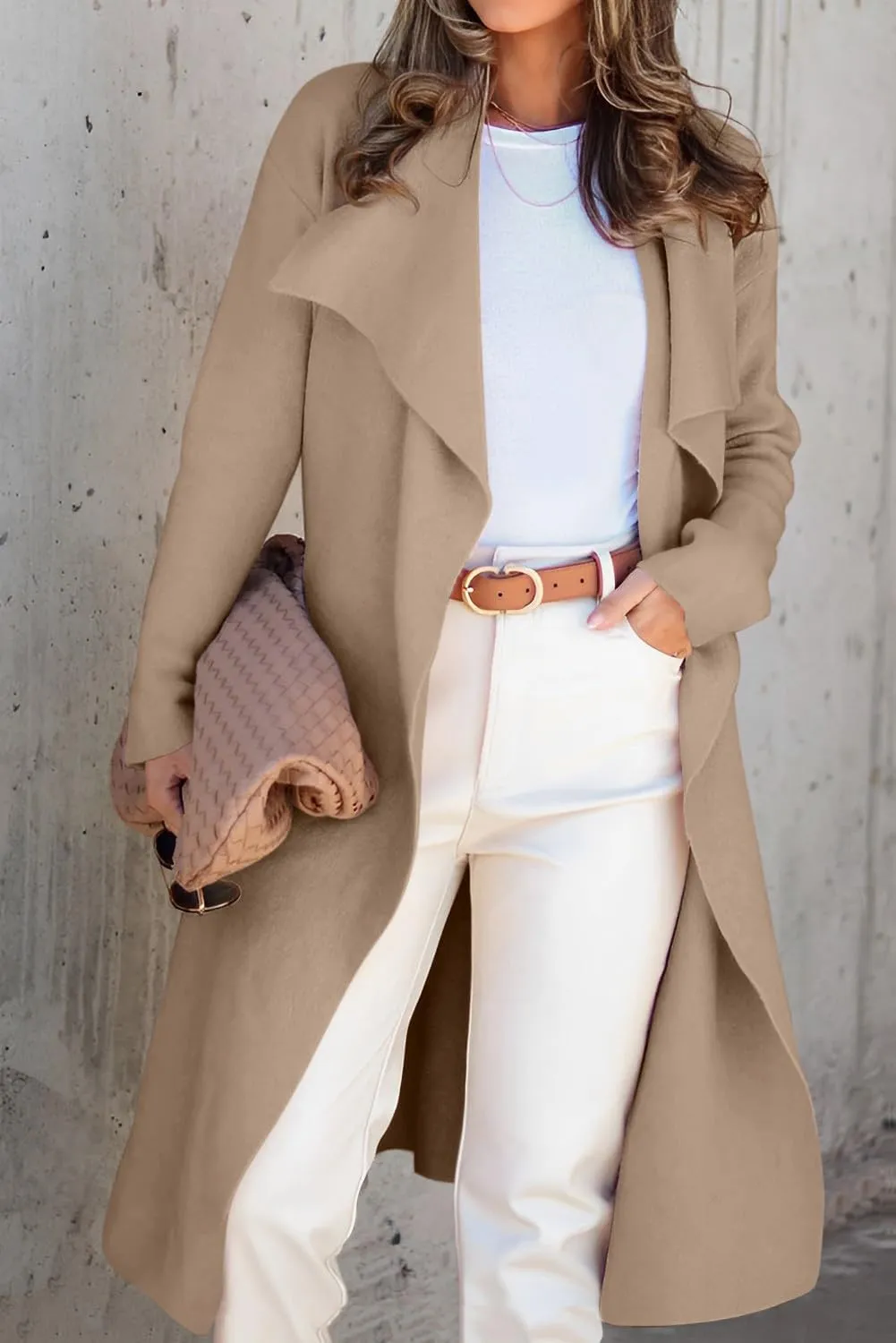 Angerella Women's Casual Long Sleeve Draped Open Front Knit Long Cardigan Sweater Outwear Coats with Pocket