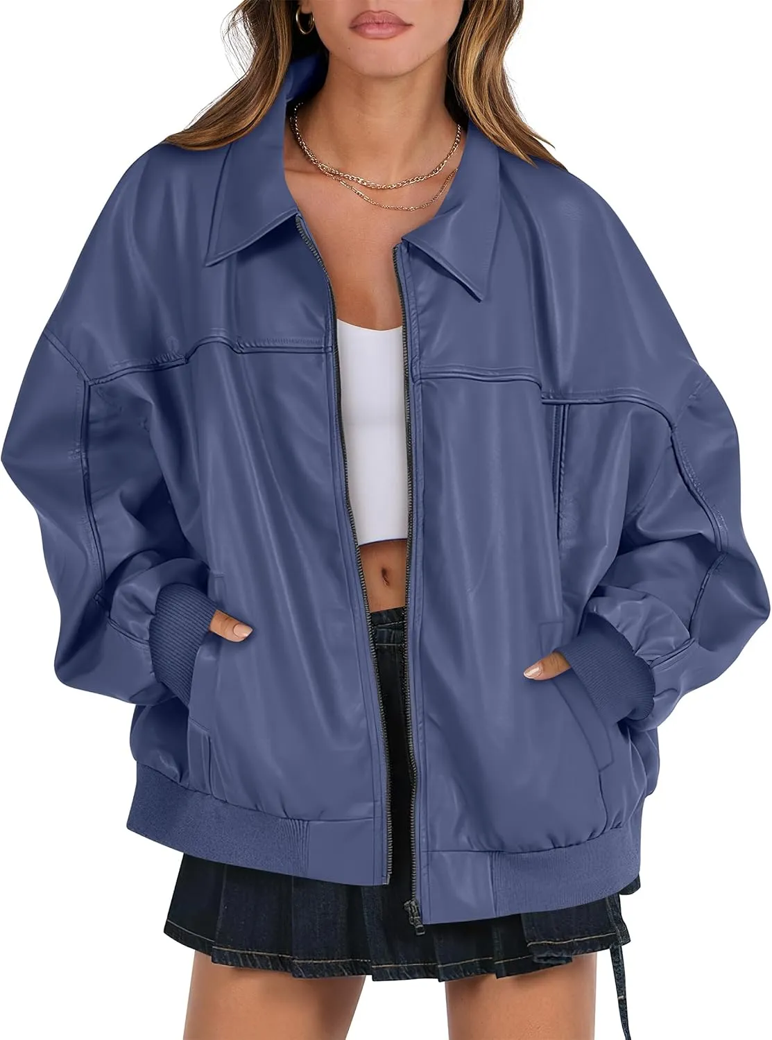 ANRABESS Womens Oversized Leather Jackets Faux Suede Fall Fashion Motorcycle Coats Winter Outfits Clothes 2025