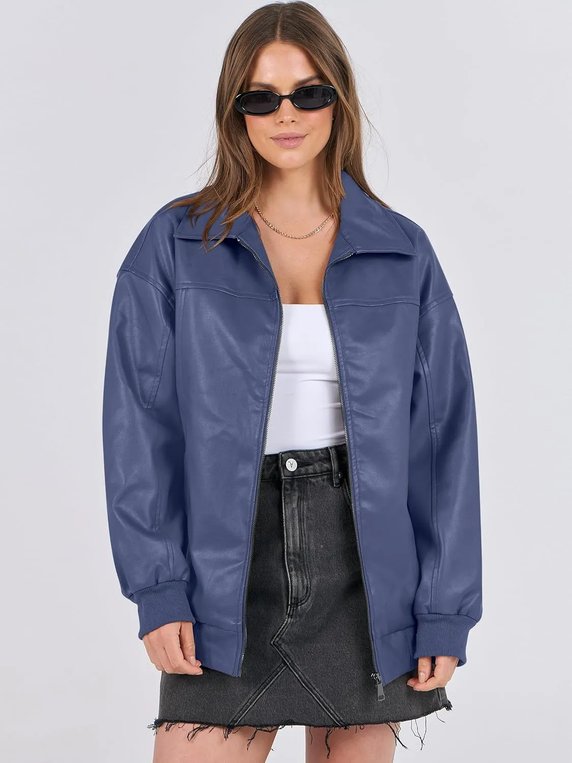 ANRABESS Womens Oversized Leather Jackets Faux Suede Fall Fashion Motorcycle Coats Winter Outfits Clothes 2025
