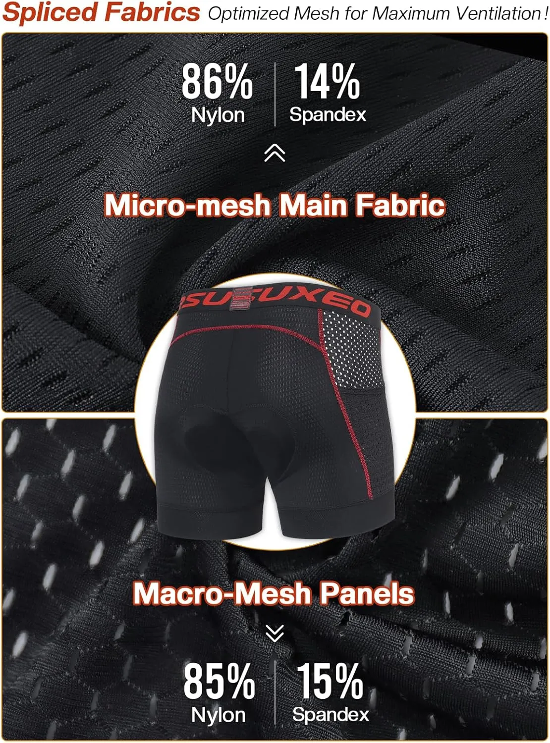 ARSUXEO Cycling Underwear Men With Pockets 4D Padded Bike Shorts Bicycle Biking Cycling Shorts