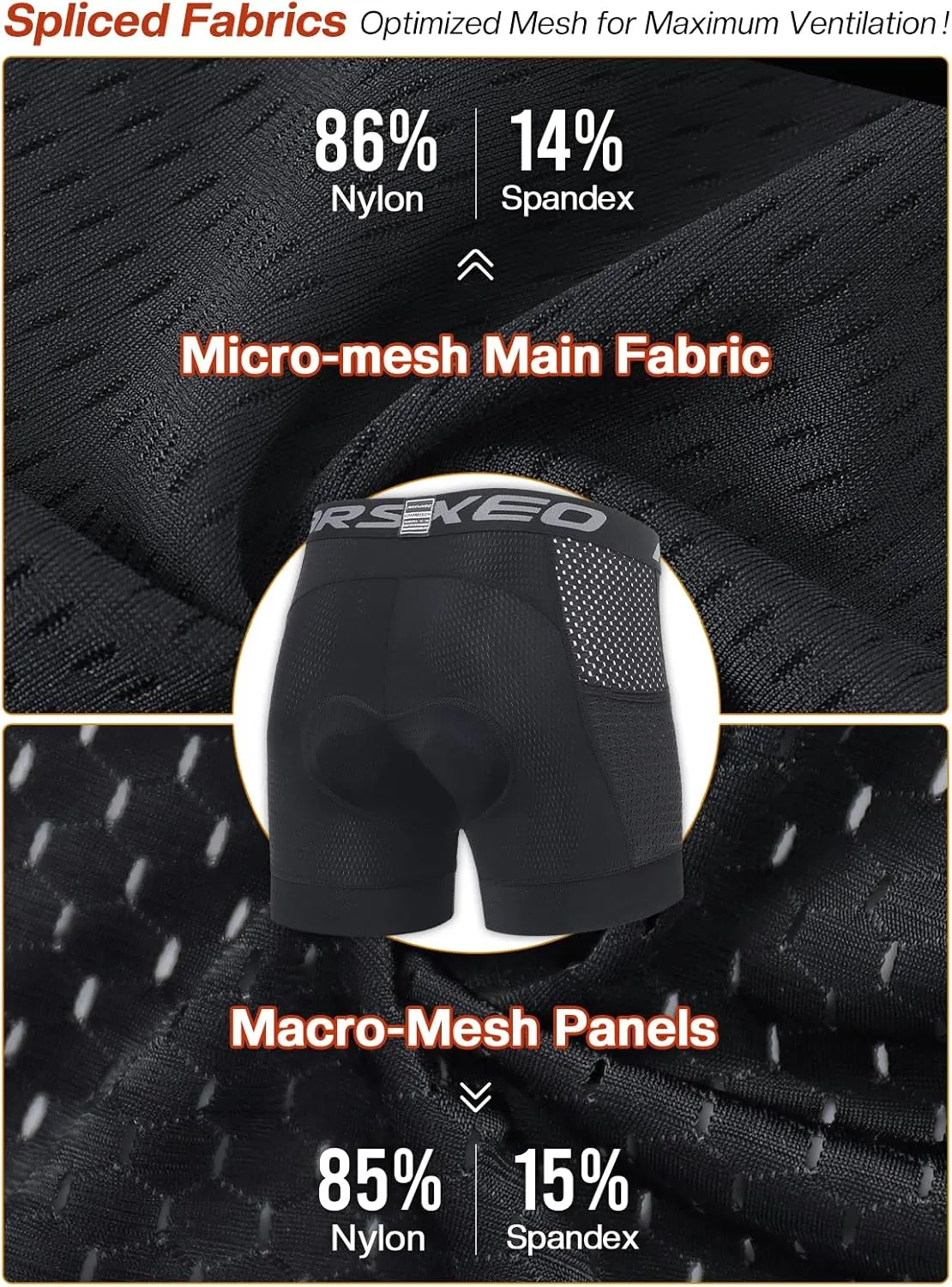 ARSUXEO Cycling Underwear Men With Pockets 4D Padded Bike Shorts Bicycle Biking Cycling Shorts