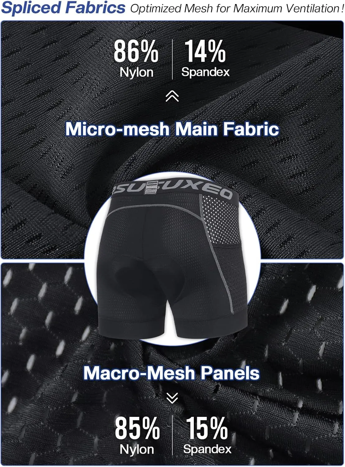 ARSUXEO Cycling Underwear Men With Pockets 4D Padded Bike Shorts Bicycle Biking Cycling Shorts