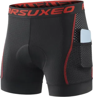 ARSUXEO Cycling Underwear Men With Pockets 4D Padded Bike Shorts Bicycle Biking Cycling Shorts