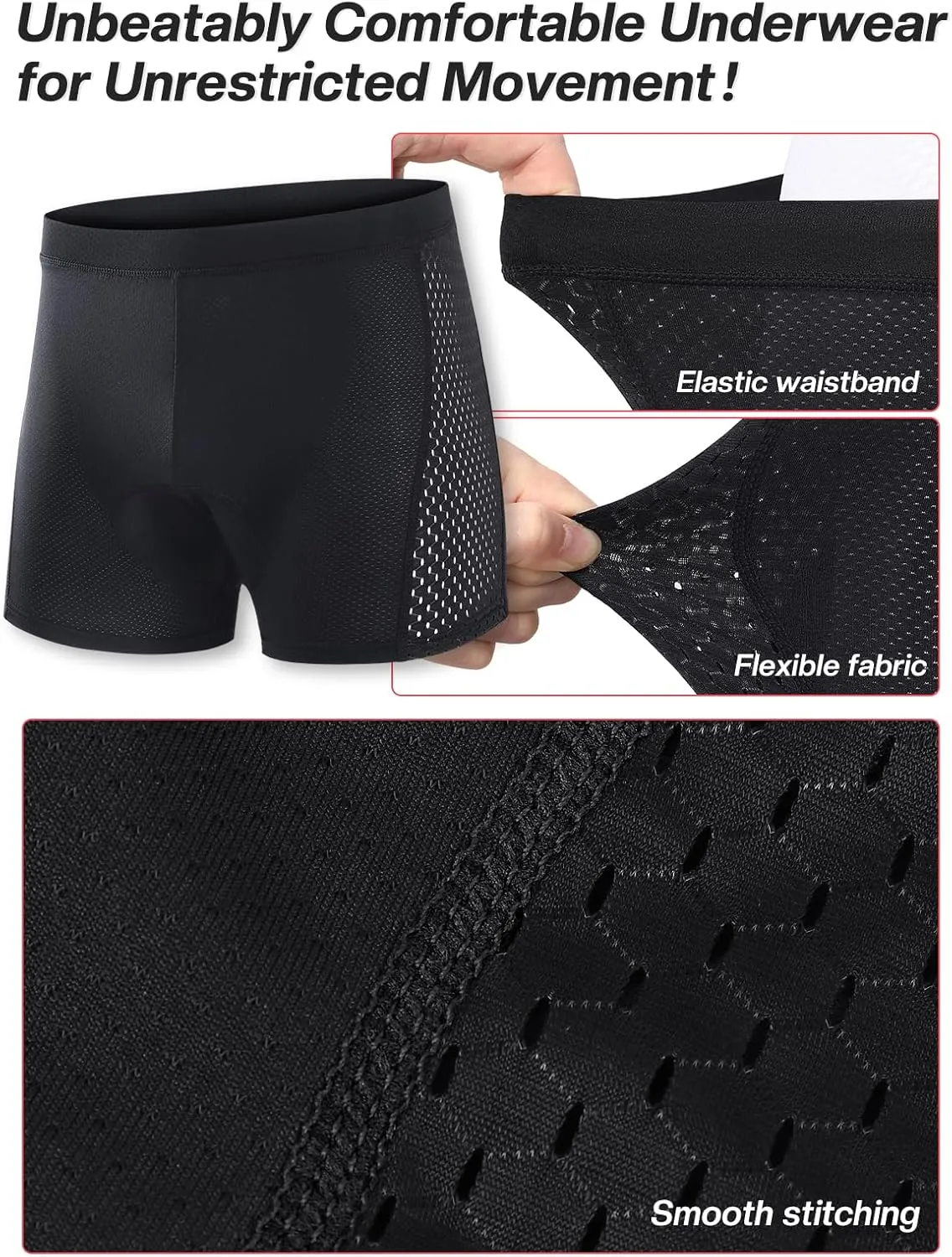 ARSUXEO Men's Cycling Underwear 4D Padded Bike Shorts Bicycle Biking Cycling Shorts with Padding Mountain Bike Liner