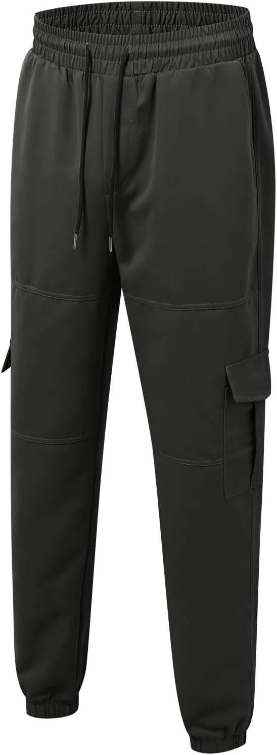 Athletic Pants for Men Cargo Lightweight Elastic Waist Hiking Camping Tapered Pants Breathable Running Sports Joggers