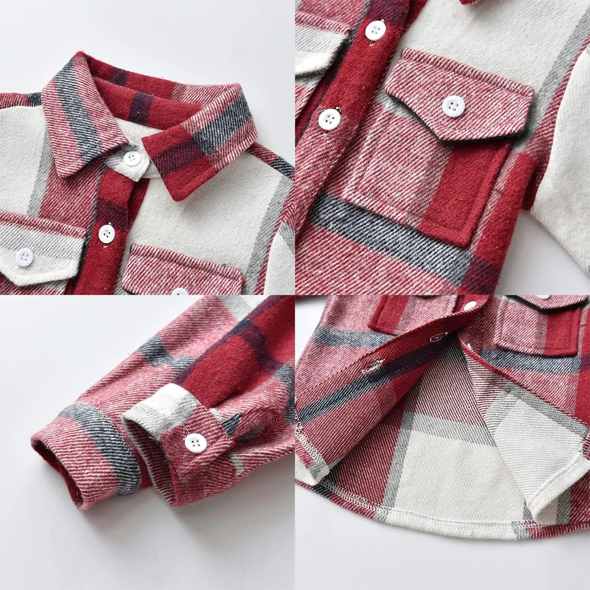 AWIBMK Boys Girls Flannel Shirt Jacket Kids Long Sleeve Plaid Button Down Shacket Christmas Coat Top Fall Outwear Clothes