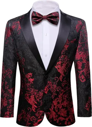 Barry. Wang Men's Sport Coats & Blazers Flower Suit Jacket 1 Button Paisley Tuxedo Mardi Gras Carnival Parade Gift