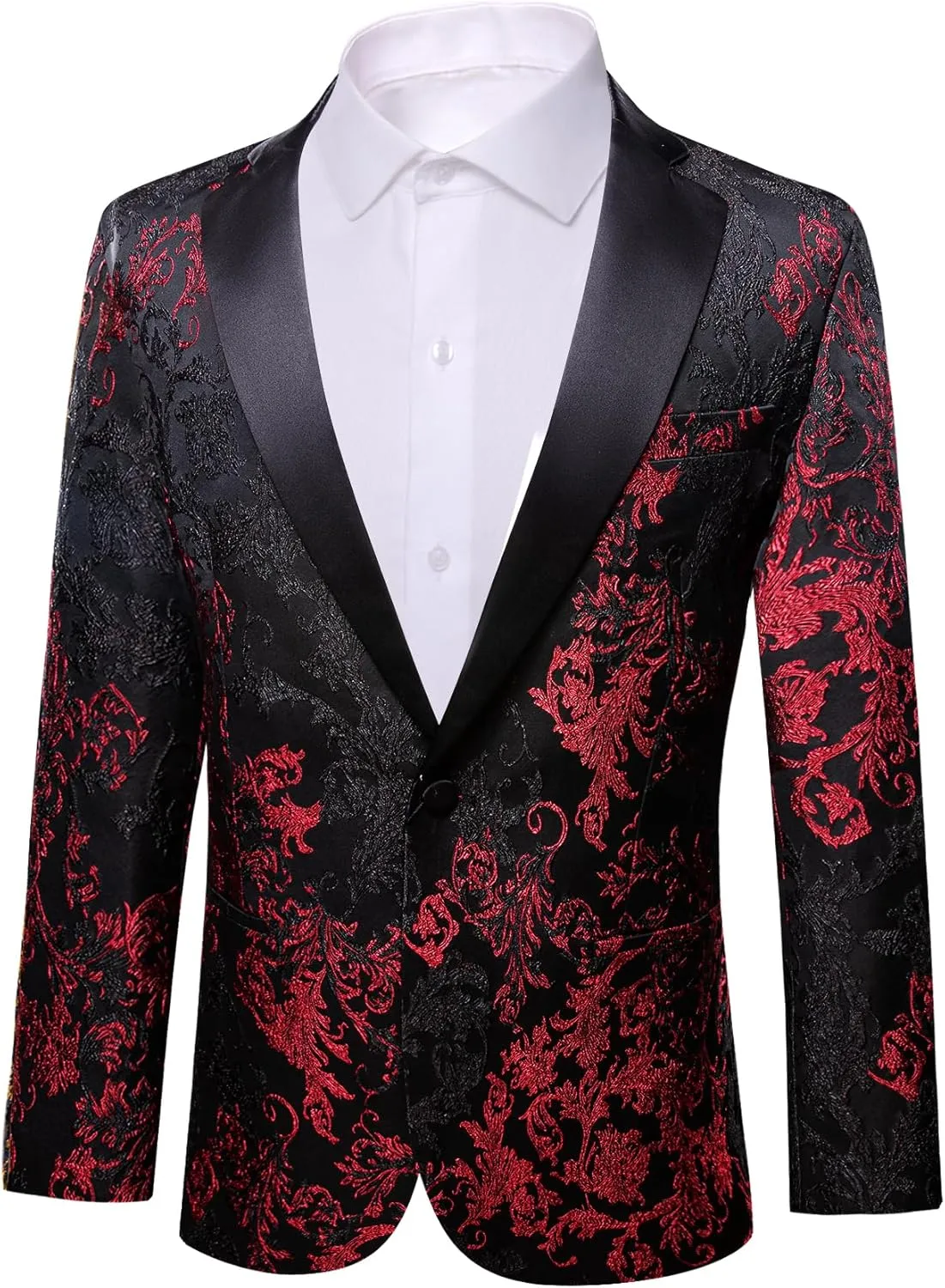 Barry. Wang Men's Sport Coats & Blazers Flower Suit Jacket 1 Button Paisley Tuxedo Mardi Gras Carnival Parade Gift