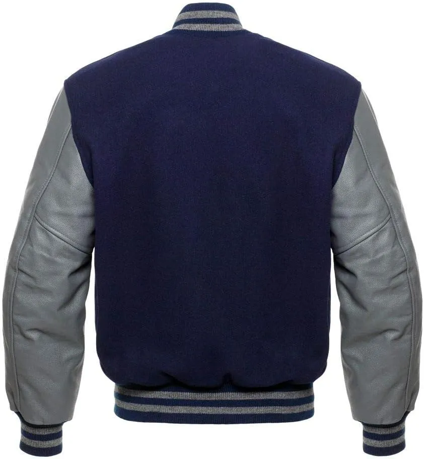 Baseball Jacket Varsity Letterman Jackets Genuine Leather Sleeves & 37 Team Colors Original Wool