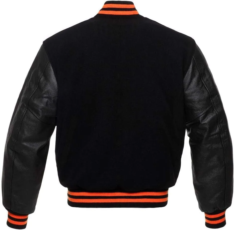Baseball Jacket Varsity Letterman Jackets Genuine Leather Sleeves & 37 Team Colors Original Wool