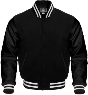 Baseball Jacket Varsity Letterman Jackets Genuine Leather Sleeves & 37 Team Colors Original Wool