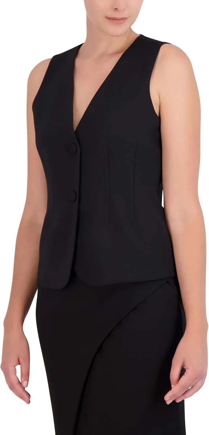 BCBGMAXAZRIA womens Sleeveless V Neck Vest