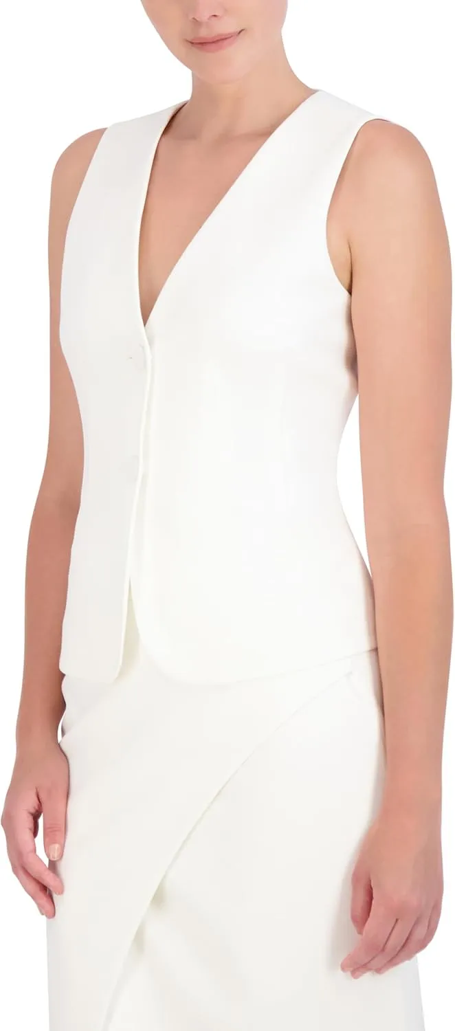 BCBGMAXAZRIA womens Sleeveless V Neck Vest