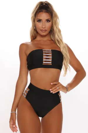 Beach Shine Rhinestone 2 Piece Bikini - Black