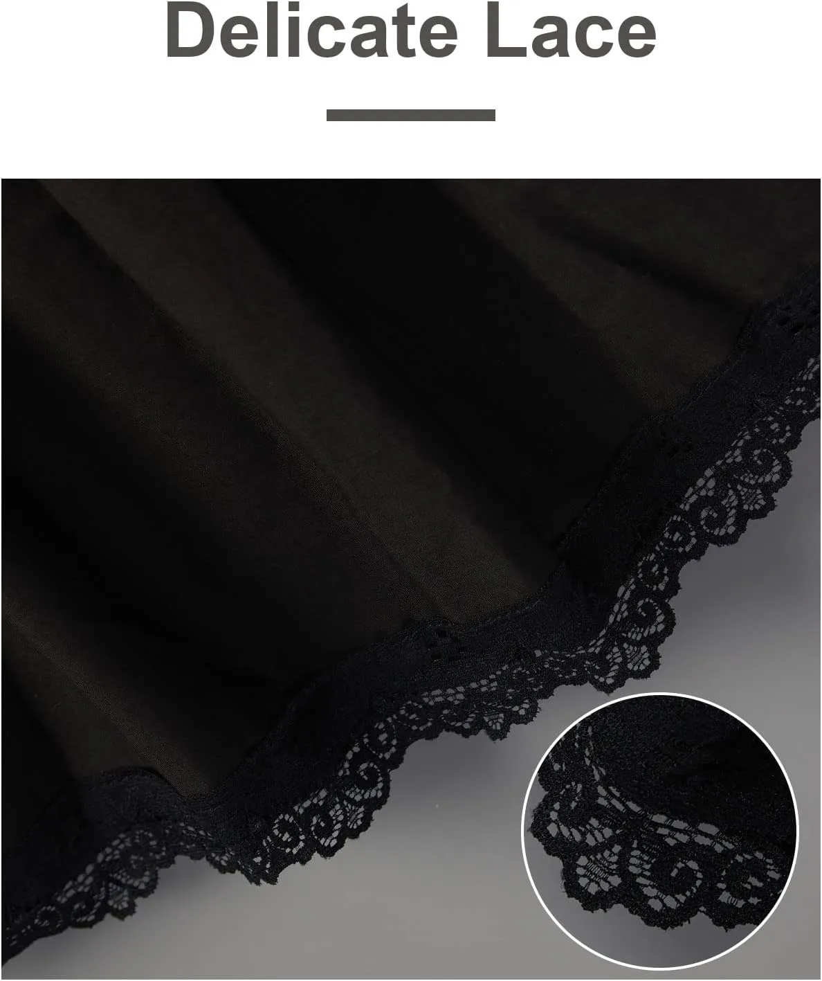 BEAUTELICATE Women Half Slip 100% Cotton Underskirt Skirt Extender with Ruffle Lace Trim Long Skirt