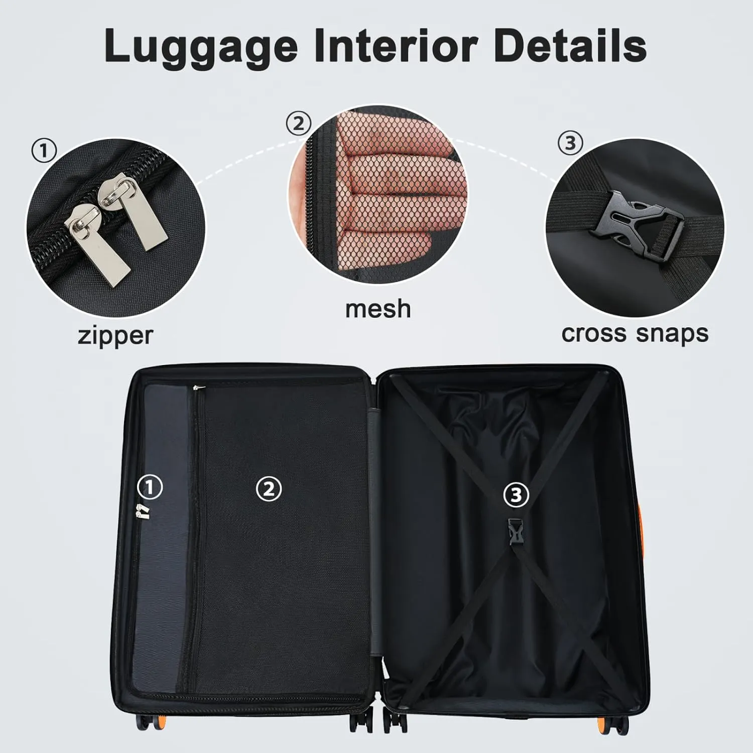 belupai Expandable Hardshell Luggage,Lightweight Carry On Suitcase with Spinner Wheels (Black, 24in)