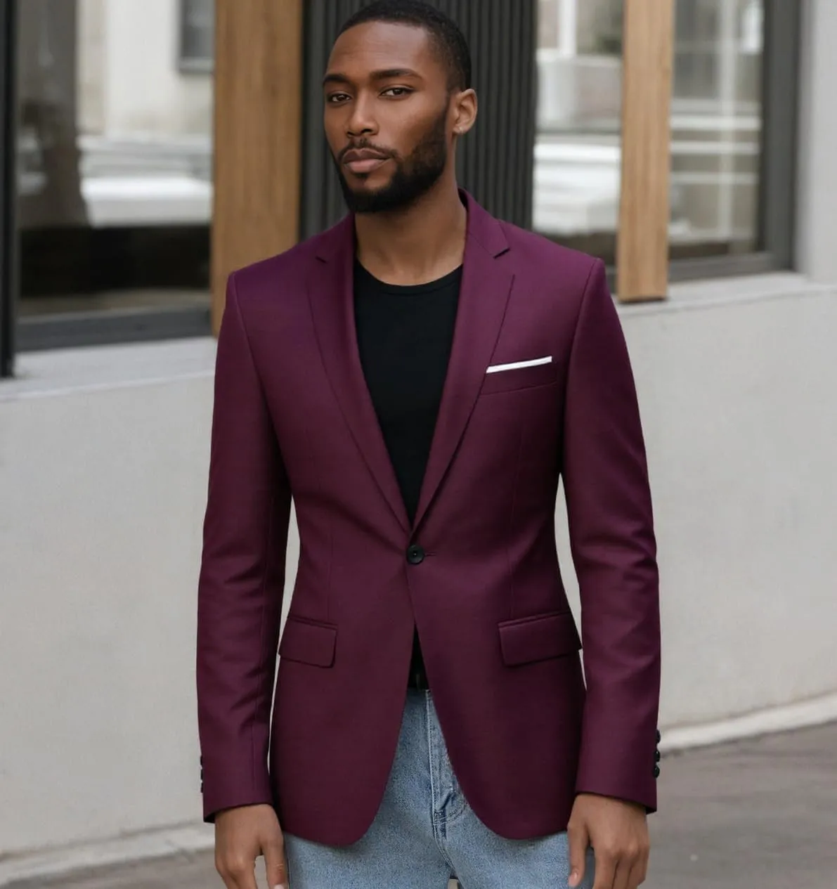 Beninos Mens Blazer Jacket Slim Fit Casual One Button Sport Coats