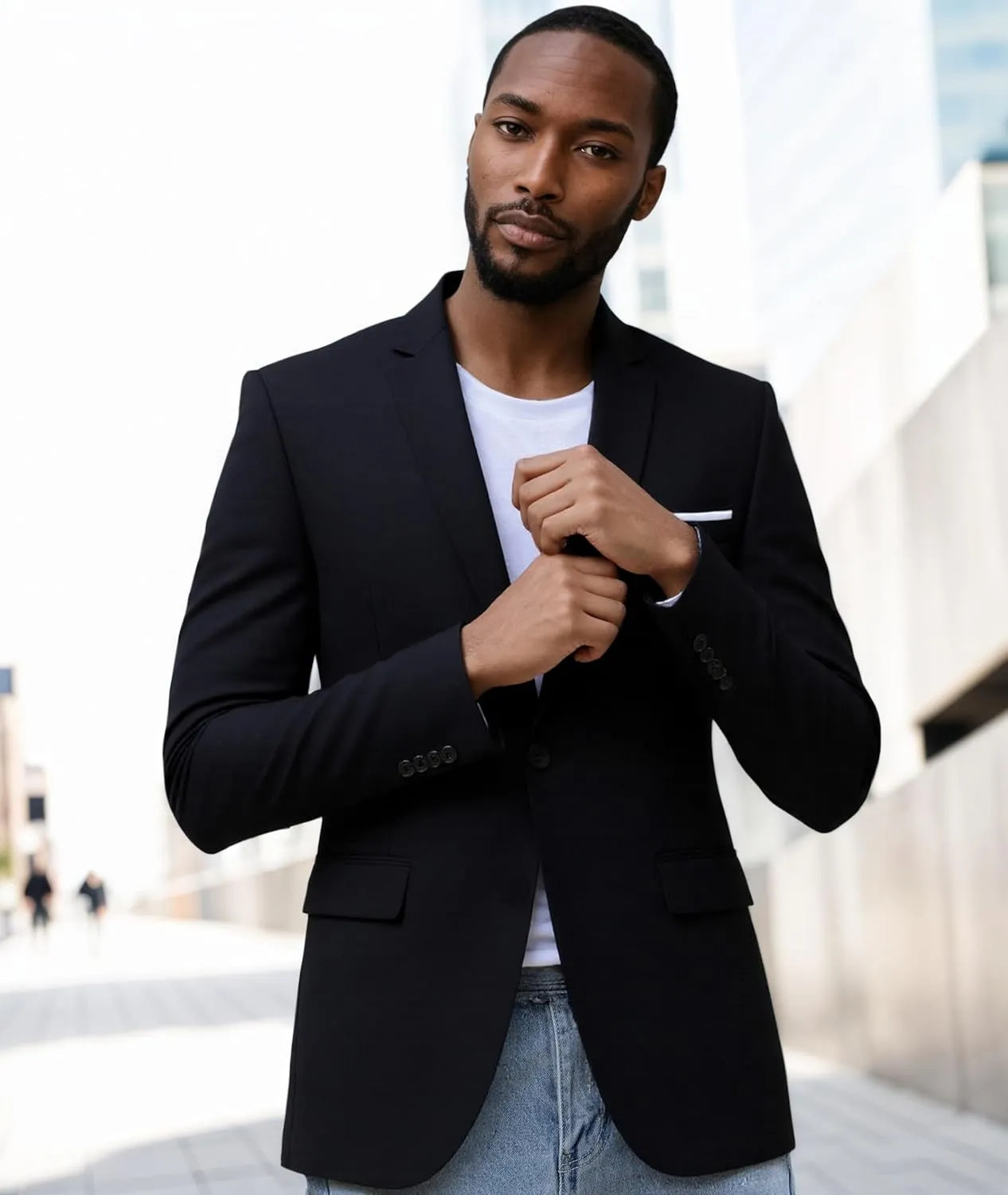 Beninos Mens Blazer Jacket Slim Fit Casual One Button Sport Coats