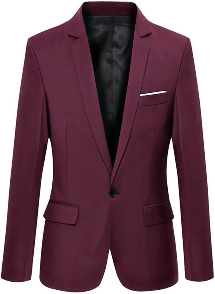 Beninos Mens Blazer Jacket Slim Fit Casual One Button Sport Coats