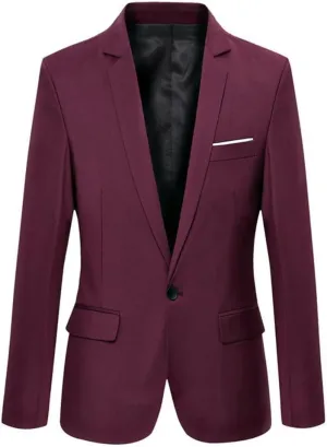 Beninos Mens Blazer Jacket Slim Fit Casual One Button Sport Coats