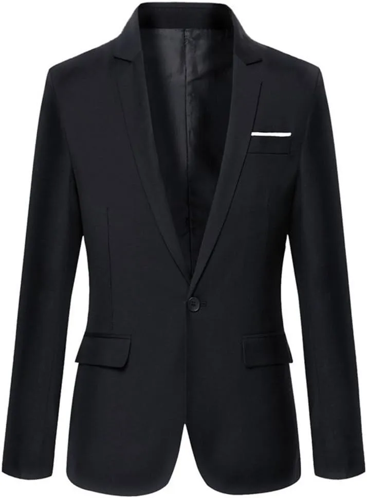 Beninos Mens Blazer Jacket Slim Fit Casual One Button Sport Coats