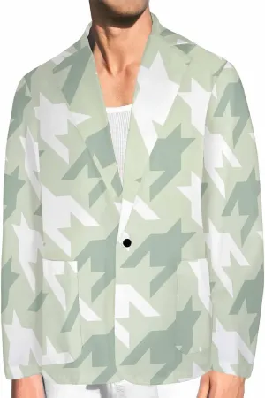 Blazer for Men Black and Orange Houndstooth Men's Long-Sleeve Classic-Fit Button-Front Stretch Blazer