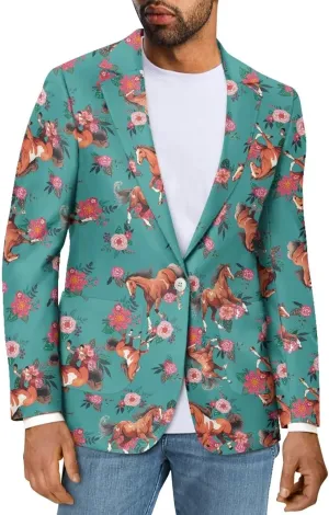 Blazer for Men One Button Notched Lapel Suit Jacket Casual Business Jackets Sports Coats Slim Fit Plus Size Blazer