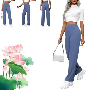 Bloomy Dove Stretch Pants,Solid Stretchy High Waist Trousers Pants,Multiple Pockets Straight Stretch Pants for Women