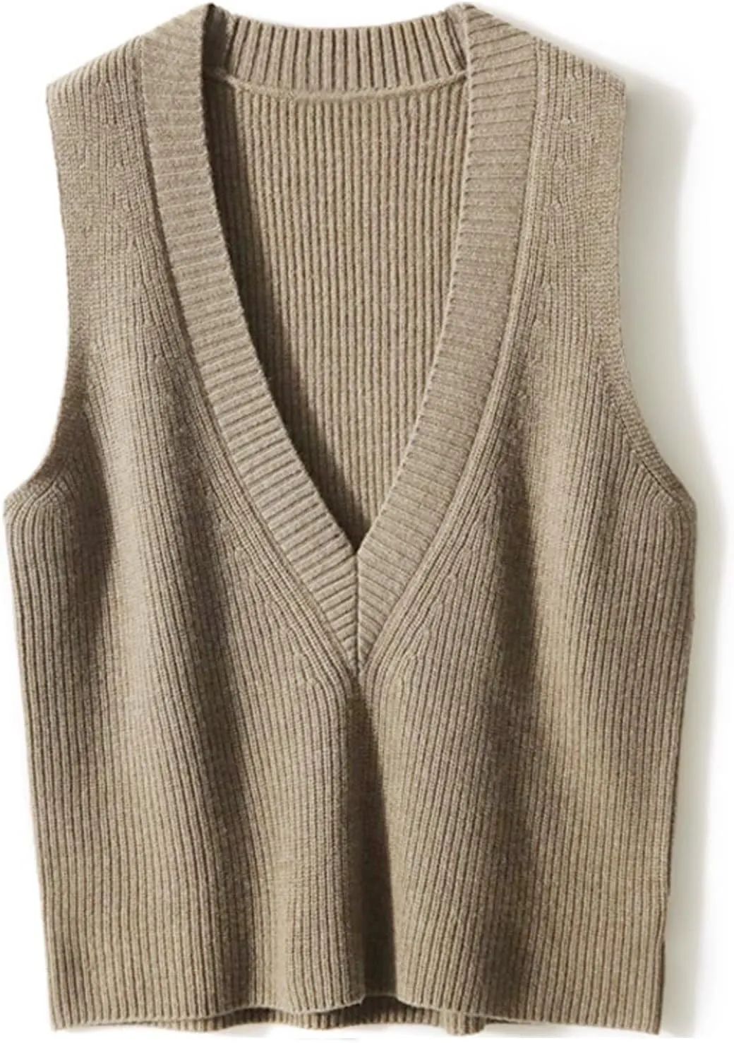 Blostirno Women's Sweater Vest V Neck Knit Pullover Vests Trendy Solid Knitwear Sleeveless Sweaters Tops