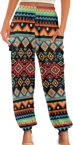 Boho Pants for Women Trendy Harem Pants with Pockets High Waist Yoga Pants Soft Athletic Pants Casual Activewear