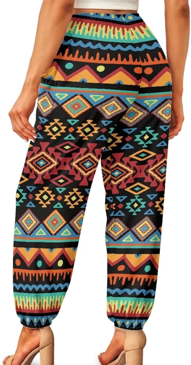 Boho Pants for Women Trendy Harem Pants with Pockets High Waist Yoga Pants Soft Athletic Pants Casual Activewear