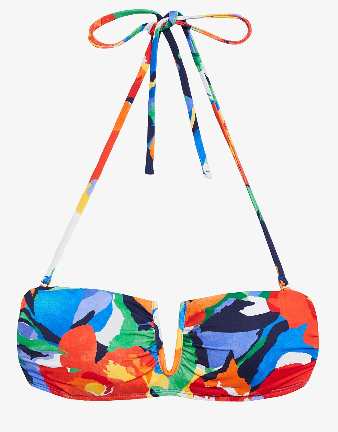Bold Abstract Floral V Wire Bandeau Bikini Top