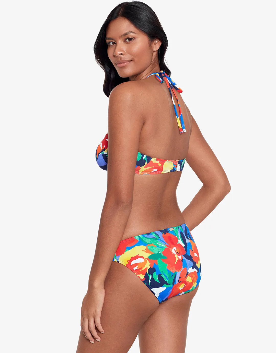 Bold Abstract Floral V Wire Bandeau Bikini Top