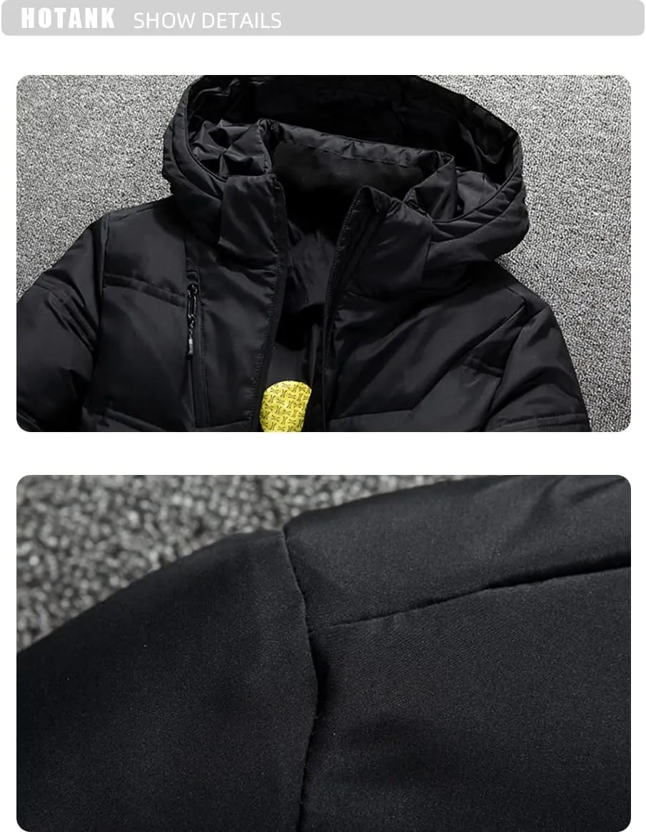 Bollrllr Men's Parka Jackets Winter CasuaLOutwear Hooded Warm Thick Jacket Men Fashion Cotton Padded Male Parka Coats