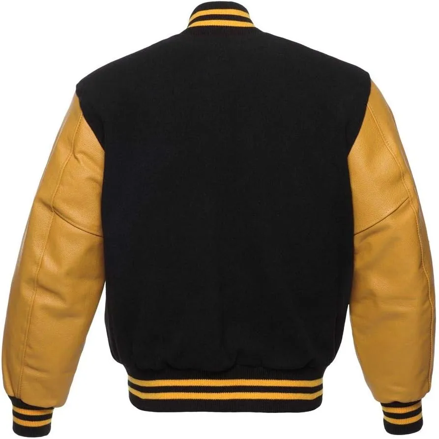 Bomber Jacket Baseball Letterman Varsity Jackets Genuine Leather Sleeves and Wool Color Options