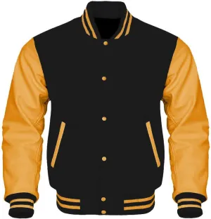 Bomber Jacket Baseball Letterman Varsity Jackets Genuine Leather Sleeves and Wool Color Options