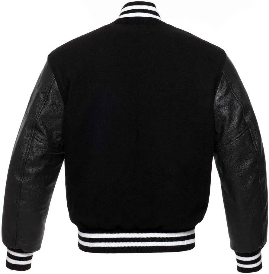 Bomber Jacket Baseball Letterman Varsity Jackets Genuine Leather Sleeves and Wool Color Options