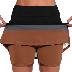 Borniu Womens Skorts with Pockets Tummy Control Plus Size Skorts Women High Waist Athletic Sports Pants Skirt Casual Shorts