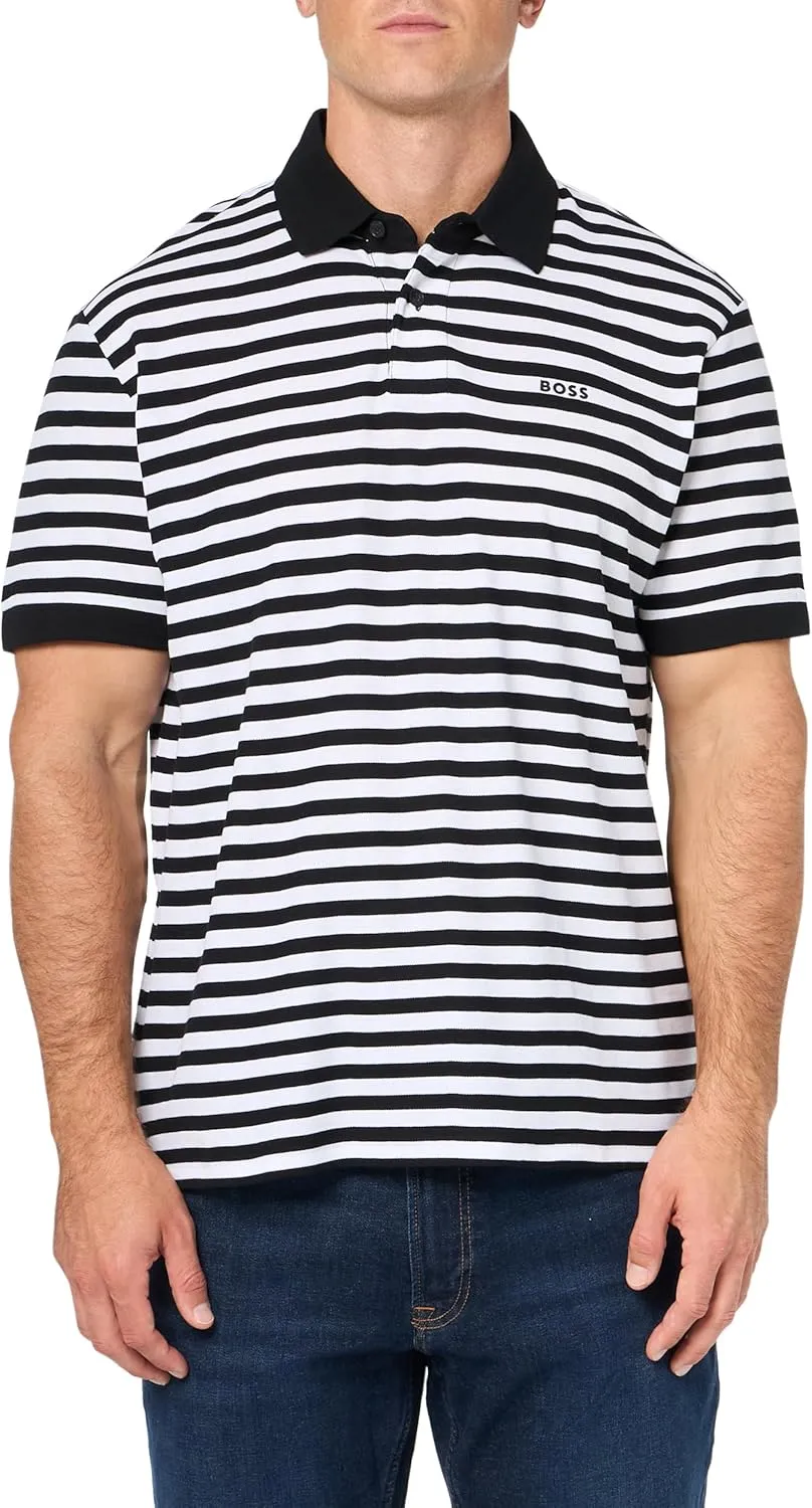 BOSS Men's Printed Cotton Short Sleeve Polo Shirt