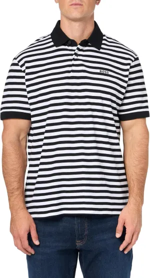 BOSS Men's Printed Cotton Short Sleeve Polo Shirt