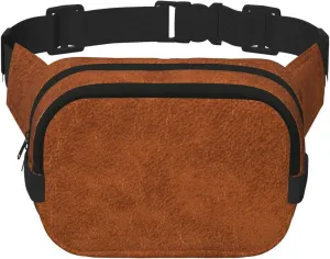 Brown Leather Texture Fanny Pack Crossbody Waist Bag For Women Men Adjustable Casual Workout Belt Bag